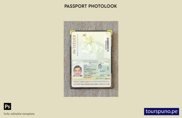 listo para imprimir la plantilla de presentación fotográfica del pasaporte de  3